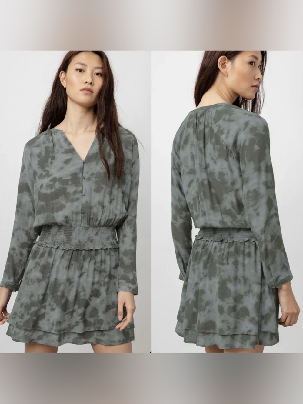 Rails Smocked Jasmine Dress in Slate Tie Dye Size XL